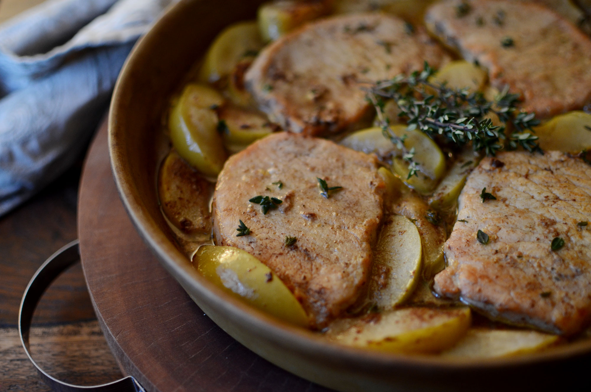 Pork chops and apples